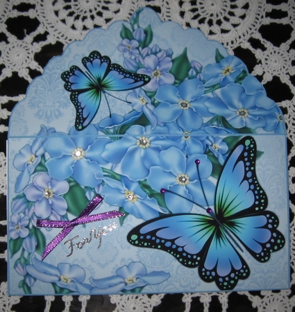 Forget me not blue butterfly gift money wallet by Wendy De Winter