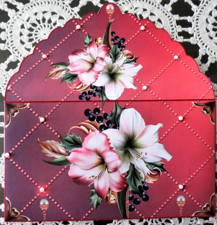 Festive Amaryllis gift money wallet by Wendy De Winter