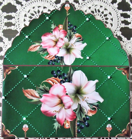 Festive Amaryllis green gift money wallet by Wendy De Winter