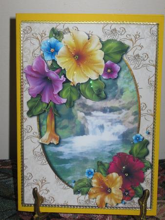 Beautiful Petunias at the Waterfall + Decoupage by Wendy De Winter