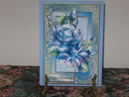 Gold Framed Porcelain Roses Card Front by Wendy De Winter