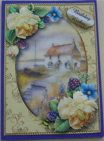 Cottage by the Sea with Soft Yellow Roses by Wendy De Winter