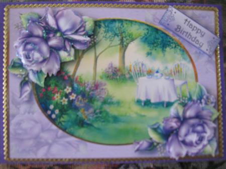 Watercolour Tea in the Garden with Decoupage by Wendy De Winter