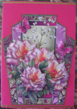Beautiful Pink Roses in Art Deco Style Frame by Wendy De Winter