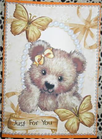 Cuddly Teddy with Gold Butterflies by Wendy De Winter