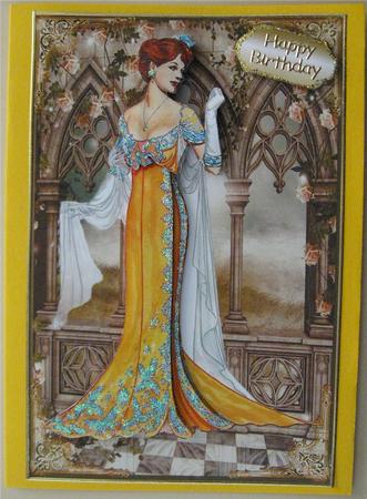 Lady in Gold Decoupage Topper by Wendy De Winter