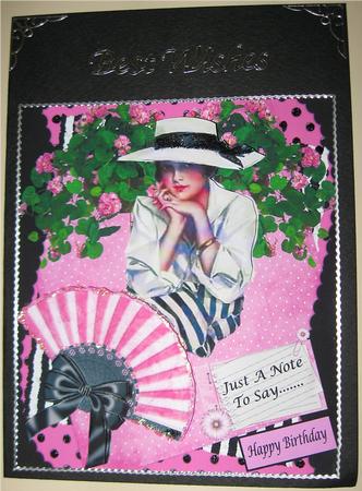 Pink & Black Vintage Lady Topper & Decoupage by Wendy De Winter