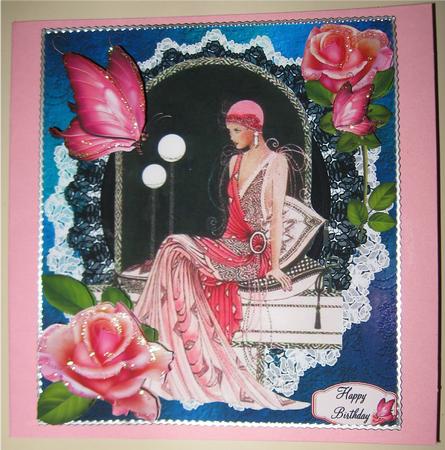 Rose Pink Lady and Lace with Decoupage by Wendy De Winter