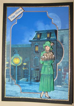 Lady Walking in a Victorian Street Bracket Scene Card by Wendy De Winter