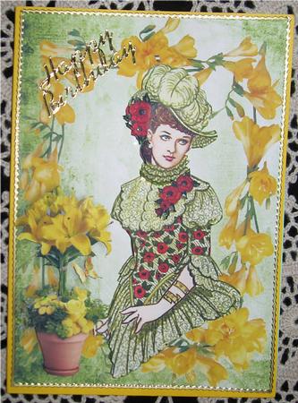 Vintage Lady with Daffodils by Wendy De Winter