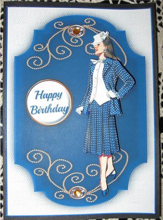 Lady in Blue & Cream Quick Card by Wendy De Winter