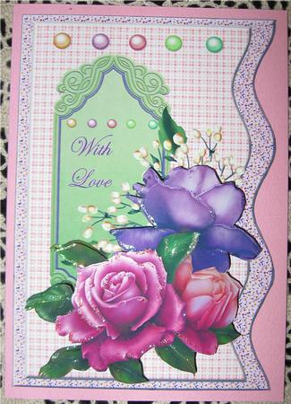 Wave Card Beautiful Roses & Pearls by Wendy De Winter