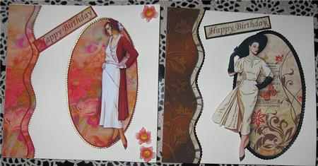 2 Vintage Lady Toppers for A6 Cards by Wendy De Winter