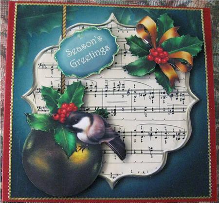 Christmas Bauble, Holly & Bird by Wendy De Winter