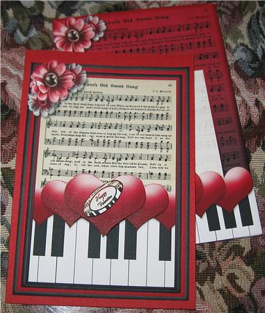 Cardtopper with Matching Envelope Red Black 762 by Wendy De Winter