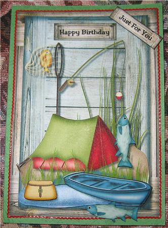 Male Card Gone Fishing by Wendy De Winter