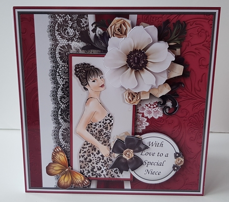LADY IN ANIMAL PRINT DRESS 7.5 Decoupage & Insert Mini Kit by Wendy Ford