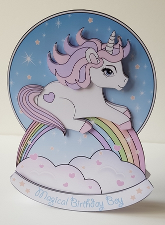 3D Shaped Rocking Card Mini Kit  -  Cute Little Unicorn Sparkle by Wendy Ford