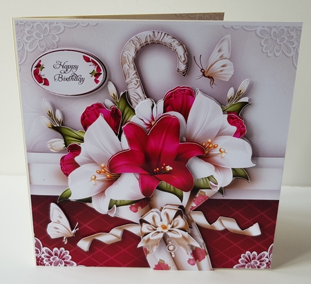 Vintage Umbrella with White Bordeaux Lilies Mini Kit by Wendy Ford