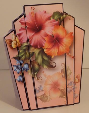 Hibiscus in Pink & Peach Art Deco Stacker Topper by Wendy Ford