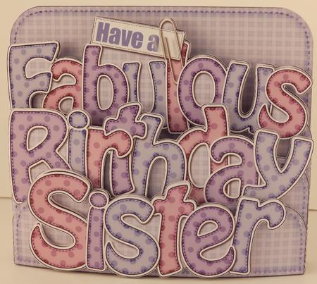 3D Birthday Sister Pop Out Word Card Kit by Wendy Ford