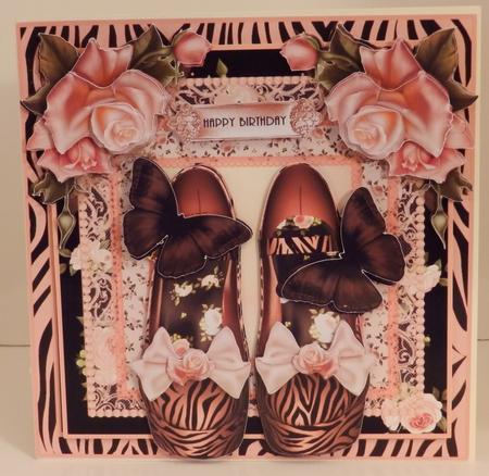 Zebra Print Rose Shoes Card Front Kit by Wendy Ford