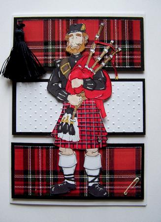 Bagpipe Player Dude Digi Stamp. by Wendy McGlinchey
