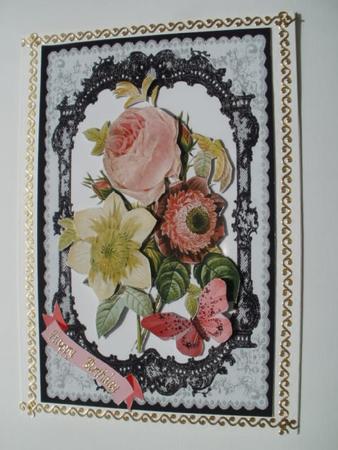 Lovely Flowers in Lace Frame with Butterfly by Wendy Smith