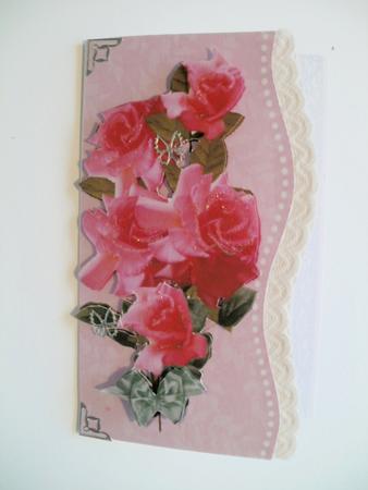 Pink Rose Thank You Card by Wendy Smith