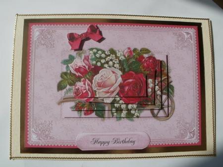Elegant Wheelbarrow of Roses - Card Front with Pyramid by Wendy Smith
