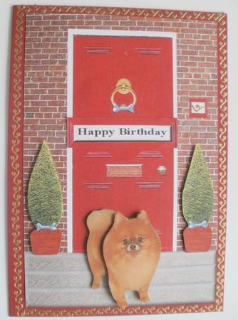 Pomeranian with a Red Door by Wendy Smith