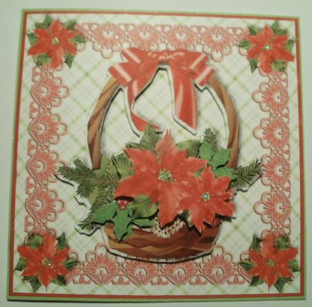 Poinsettia Basket - Square Card Front with Optional Eazicut by Wendy Smith
