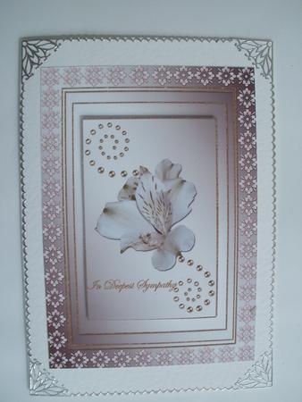 Framed White Lily on Silver Sympathy Card by Wendy Smith