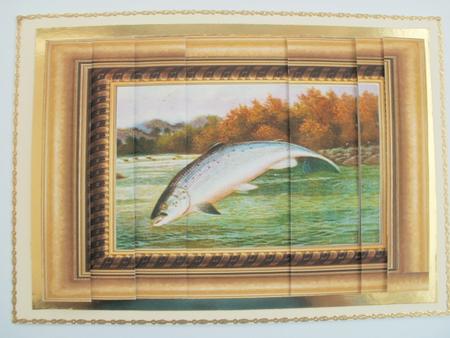 Framed Salmon Side Stacker, Fishing, Sport, Male Birthday by Wendy Smith