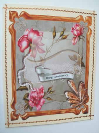 Golden-framed Roses Card Topper & Stand by Wendy Smith