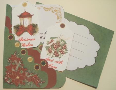 Poinsettia Double Scallop Pocket and Tags Kit by Wendy Smith
