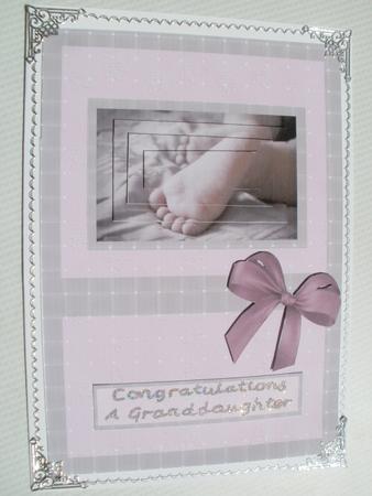 New Baby Girl Feet Arrival Card Front by Wendy Smith