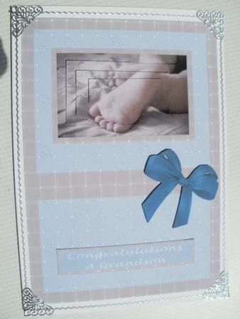 New Baby Boy Feet Card Front by Wendy Smith