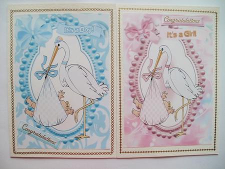 Baby Girl, Baby Boy in Bead Frame Toppers by Wendy Smith