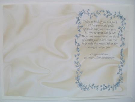 Cream Satin Background with Silver Leaf Frame A5 Card/insert by Wendy Smith