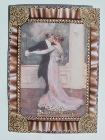 Dancing Couple Ruffles 2 Spiral 7x5inch Folded Card by Wendy Smith