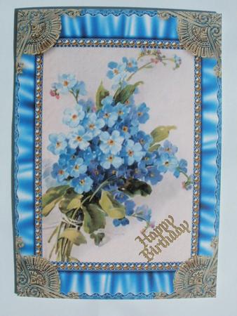 Forget-me-knots Ruffles 2 Spiral 7x5inch Folded Card by Wendy Smith