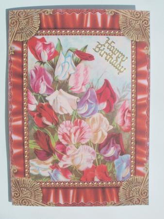 Sweet Peas Ruffles 2 Spiral 7x5inch Folded Card by Wendy Smith