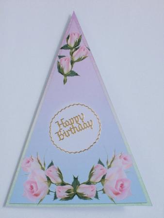 Pink Roses for Her Triangle Card by Wendy Smith