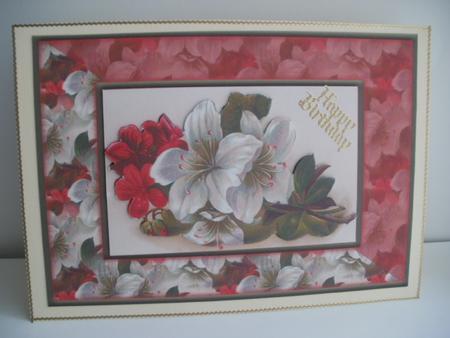 Red and White Flower Card Front by Wendy Smith