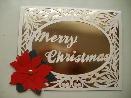 Card Template Flourish Framed With Poinsettia Flower by Wendy Smith