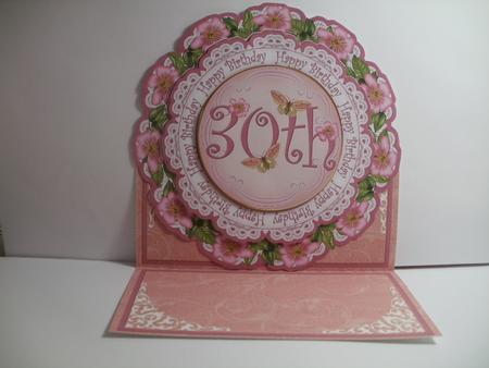 Pink Blossom Happy 30th Birthday 3D Picture Doily C & E Kit by Wendy Smith