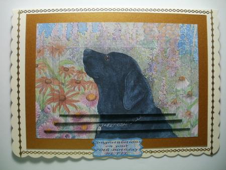 Black Labrador in Garden with Butterflies Pyramid Topper Kit by Wendy Smith