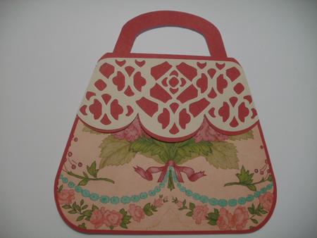 677 Rose Purse Shaped Card  HAND and MACHINE Formats by Wendy Smith