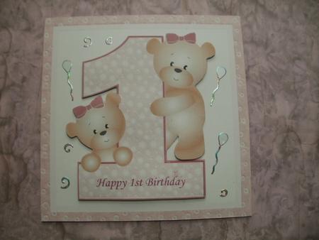 Girl Teddies First Birthday Topper by Wendy Smith